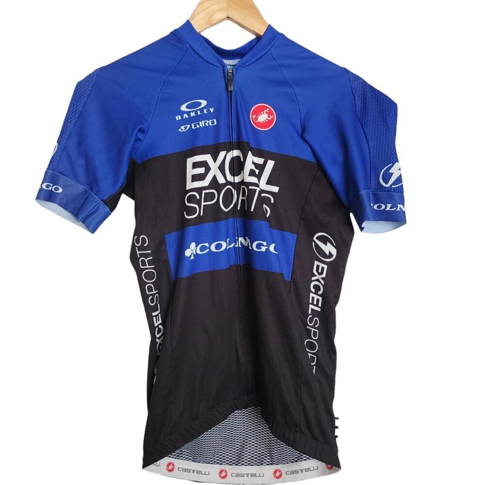 Castrelli Large Blue Full Zip Cycling Jersey Large Blue Black